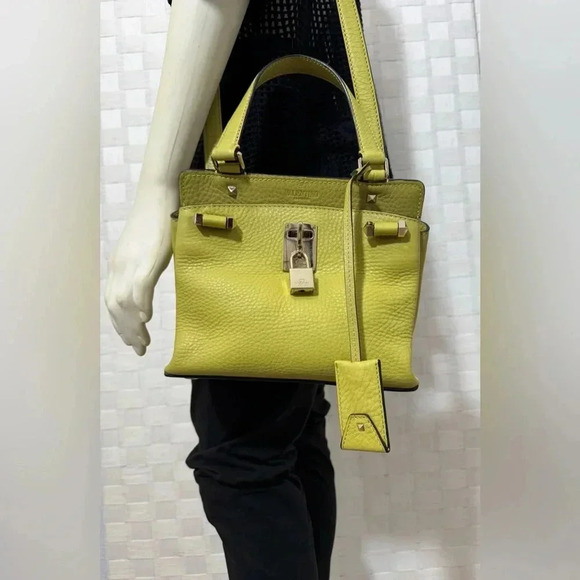 Valentino Garavani Handbags - Valentino Garavani Leather Satchel Crossbody - Rare, Chartreuse Green, NWOT